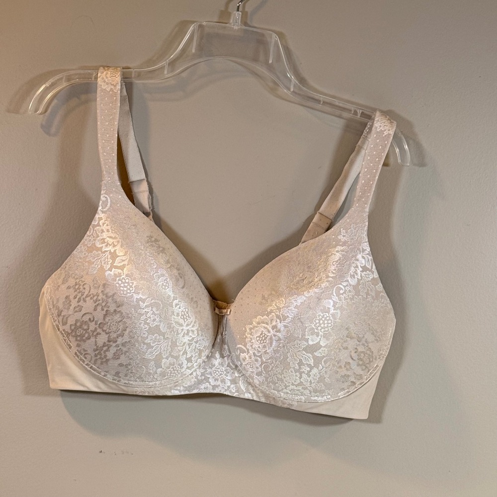 Vanity Fair Underwire Women 40D Beige Floral Lace Lift Full‎ Figure Flattering